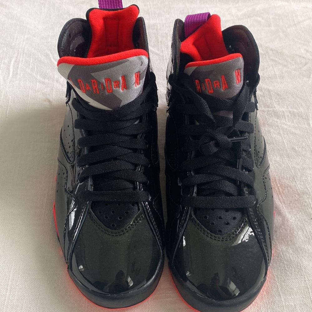 AIR JORDAN 7 RETRO BLACK PATENT LEATHER - Picture 2 of 11